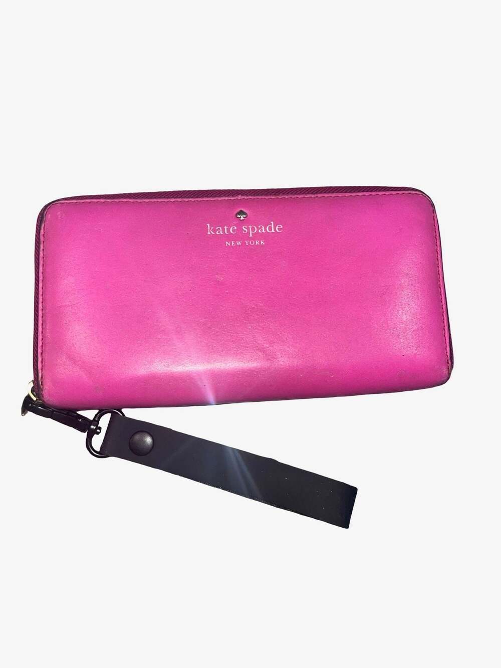 Kate Spade Pink Zip Around Continental Wallet with Polka Dot Lining